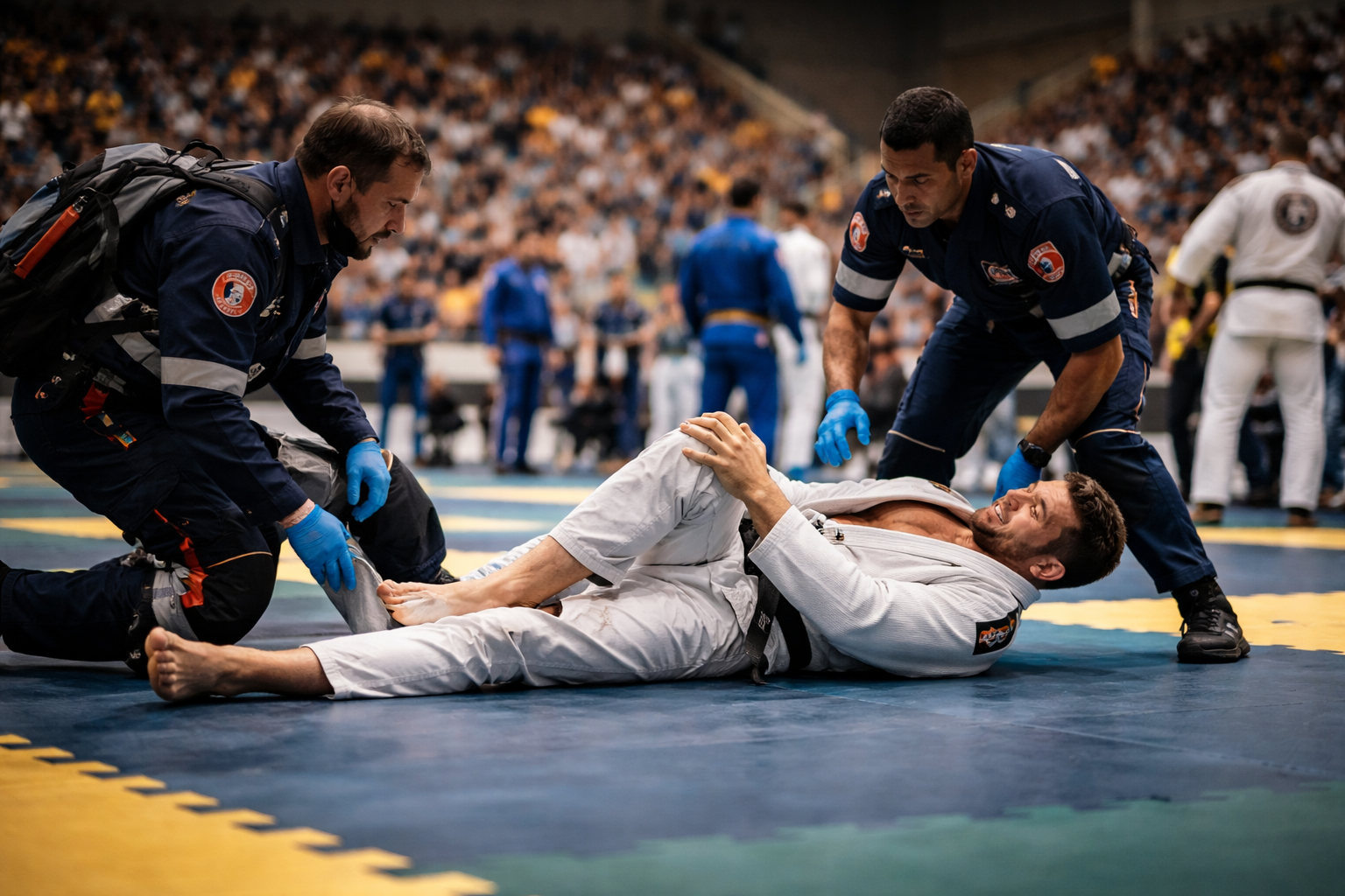 Lutador jiu jitsu fica imóvel após lesão durante competição no Paraná