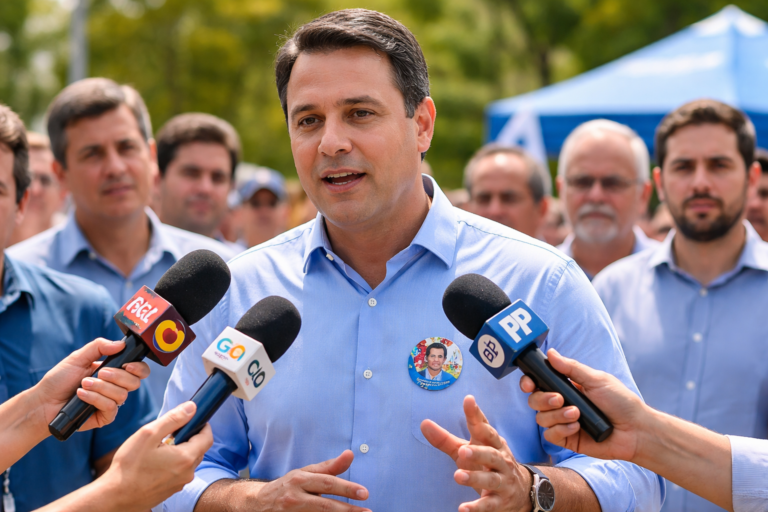Imagem horizontal sem texto de Sandro Alex descartando privatização na campanha do Paraná