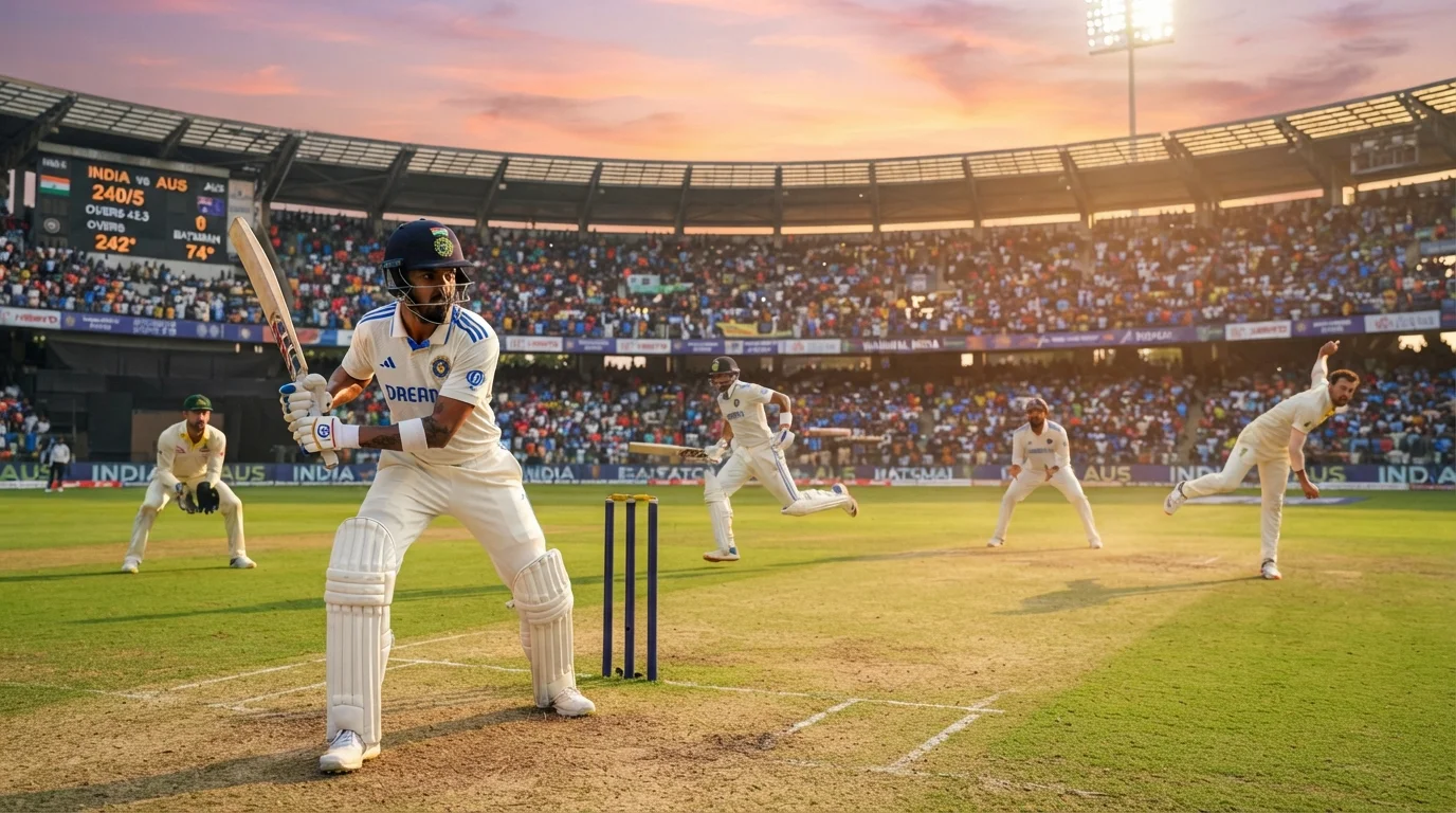 Imagem rascunho automático com batsman especialista e jogador versátil em críquete ao entardecer
