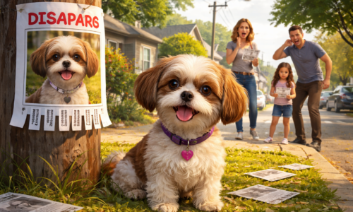 Imagem que representa a cachorra Amora desaparecida no bairro Guarujá