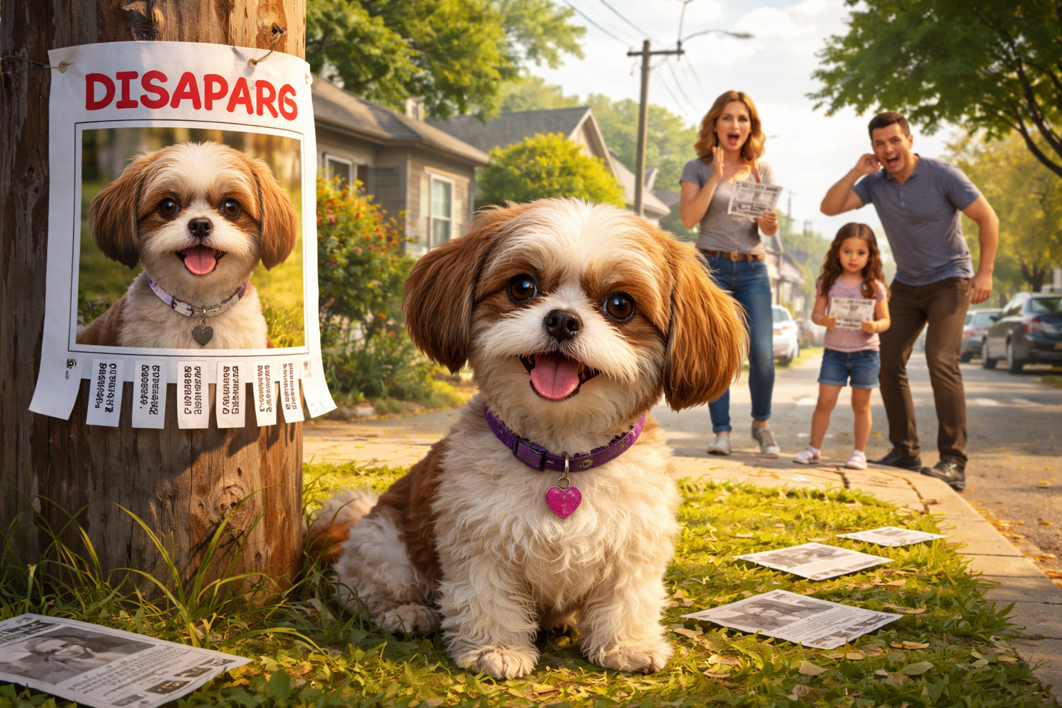 Imagem que representa a cachorra Amora desaparecida no bairro Guarujá