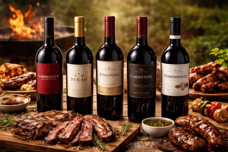Imagem de cinco vinhos que não são Malbec harmonizando com carnes assadas