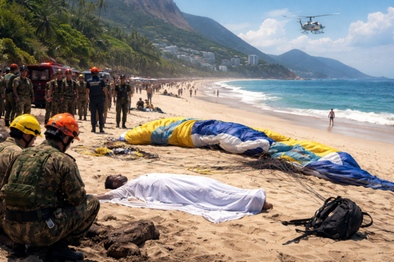 Imagem de parapente na Praia de São Conrado representando coronel exército morre acidente