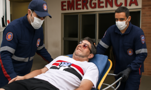 Imagem mostra São-paulino é vítima de agressão recebendo atendimento médico em hospital