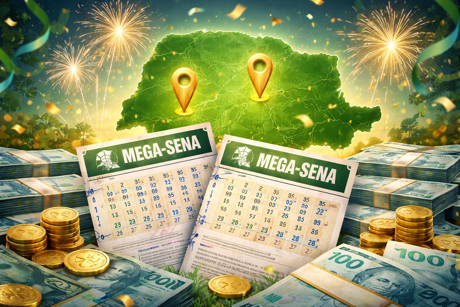 Imagem ilustrativa da Mega sena duas apostas premiadas na quina do concurso 3051
