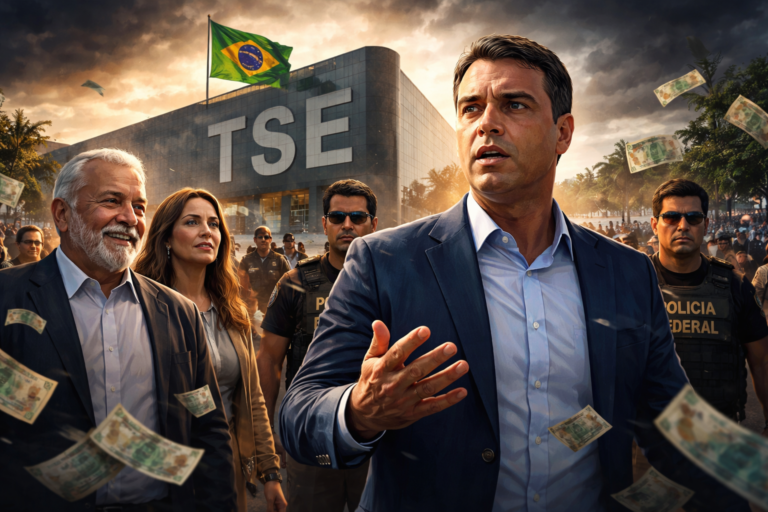 Imagem representando campanha Lula pede inelegibilidade de Flávio Bolsonaro ao TSE