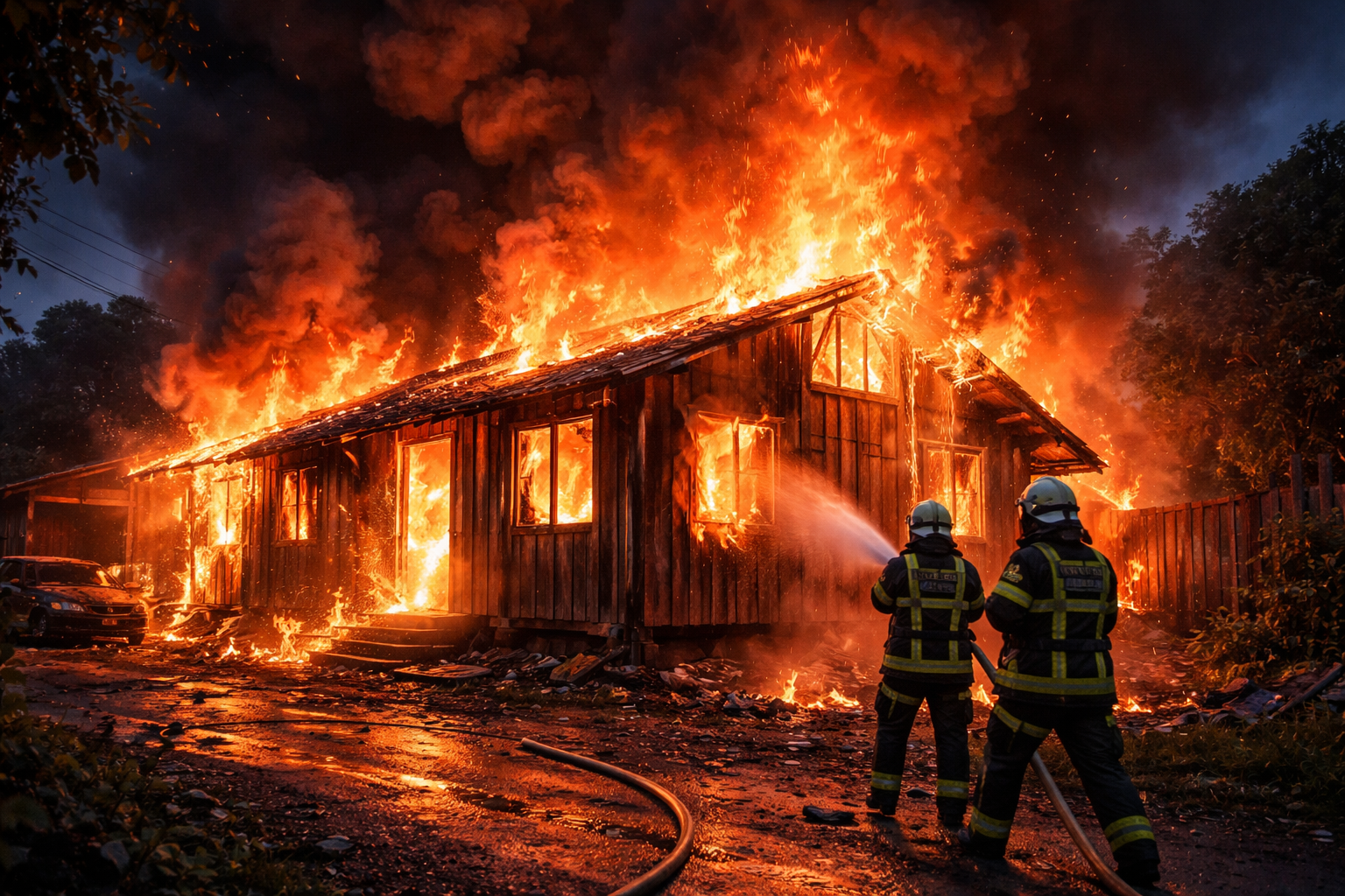Incêndio destrói residência madeira no bairro Santo Onofre em Cascavel