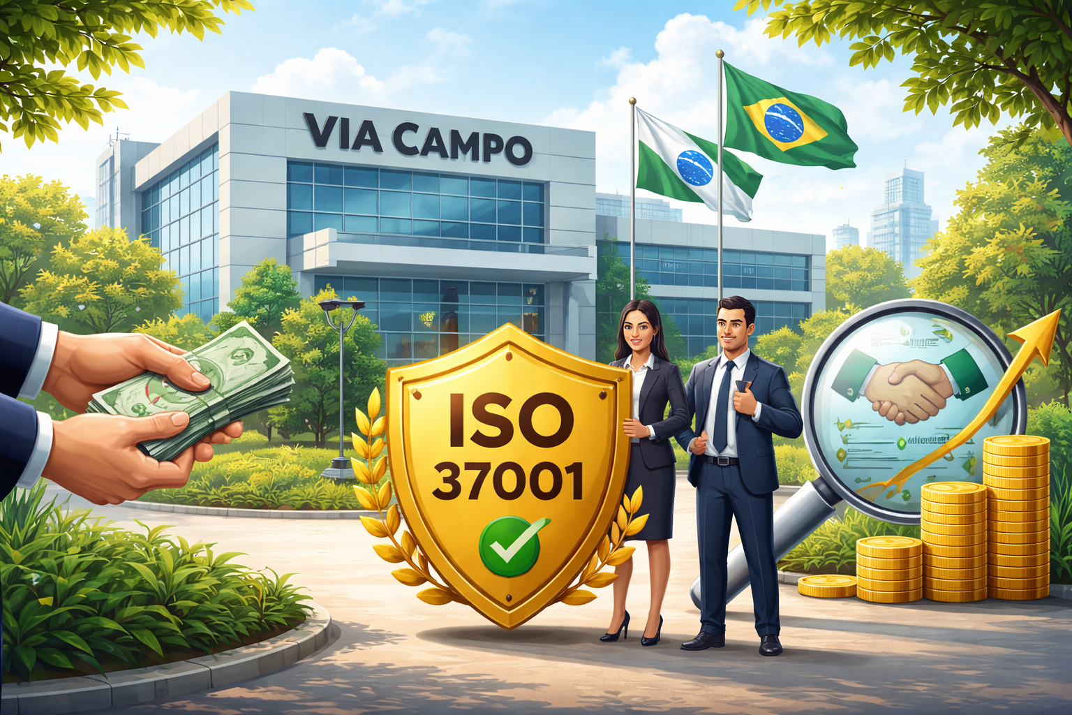Imagem horizontal ilustrando via campo é recomendada para certificação ISO 37001