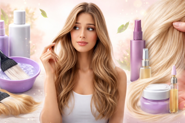 Imagem representando cuidados para descolorir cabelo com fios protegidos e avaliação