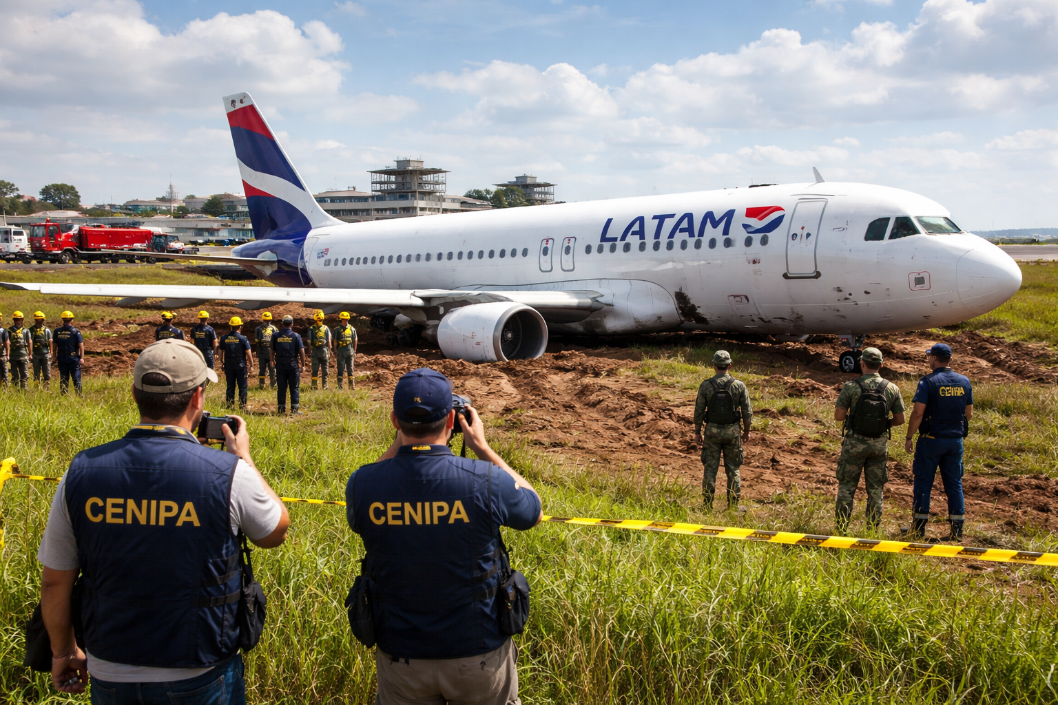 Imagem de capa mostrando avião da Latam após saída de pista no Aeroporto de Cascavel investigado pelo Cenipa