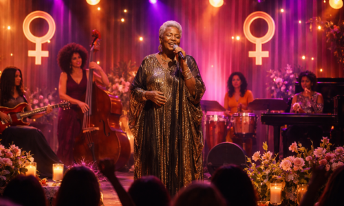 Cena musical TV Brasil mostrando Áurea Martins em show exclusivo sobre poder feminino