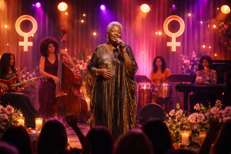 Cena musical TV Brasil mostrando Áurea Martins em show exclusivo sobre poder feminino