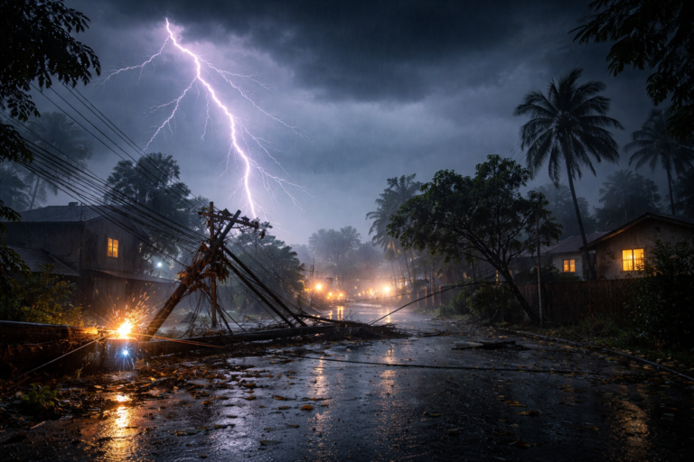 Imagem de capa mostrando tempestades no Paraná que deixam cerca de 84 mil imóveis sem energia