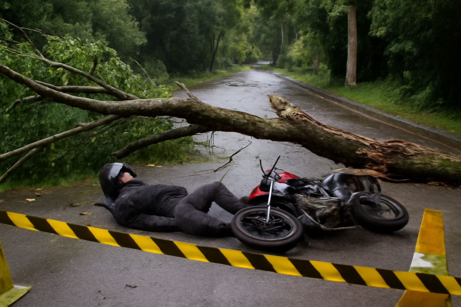 Motociclista é gravemente ferido após acidente com árvore em Curitiba