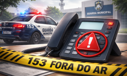Ilustração do telefone 153 da guarda municipal com sinal de fora do ar